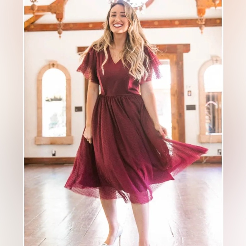 Ivy City Co EEUC Party Dress in Wine - size XL